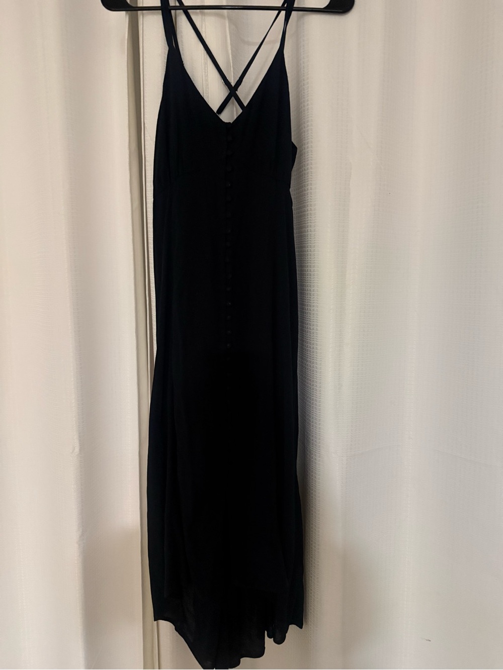Classic Black Slip Dress with Button Front size small black forever 21